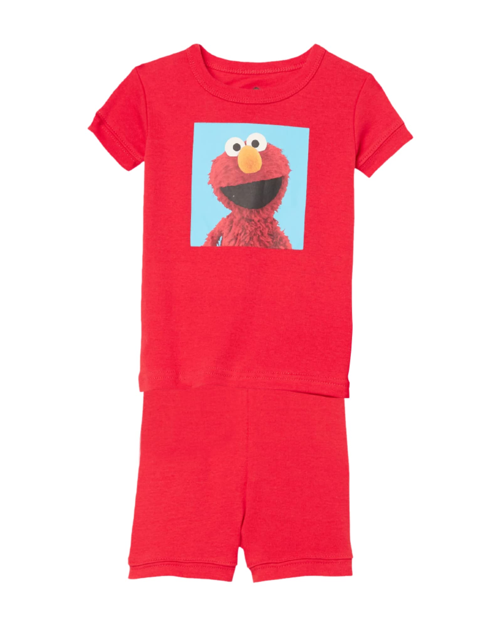 Sesame Street Boys' 2-Piece Snug-fit Organic Cotton Pajama Set, Soft & Cute for Kids, Square ELMO, 12-18M
