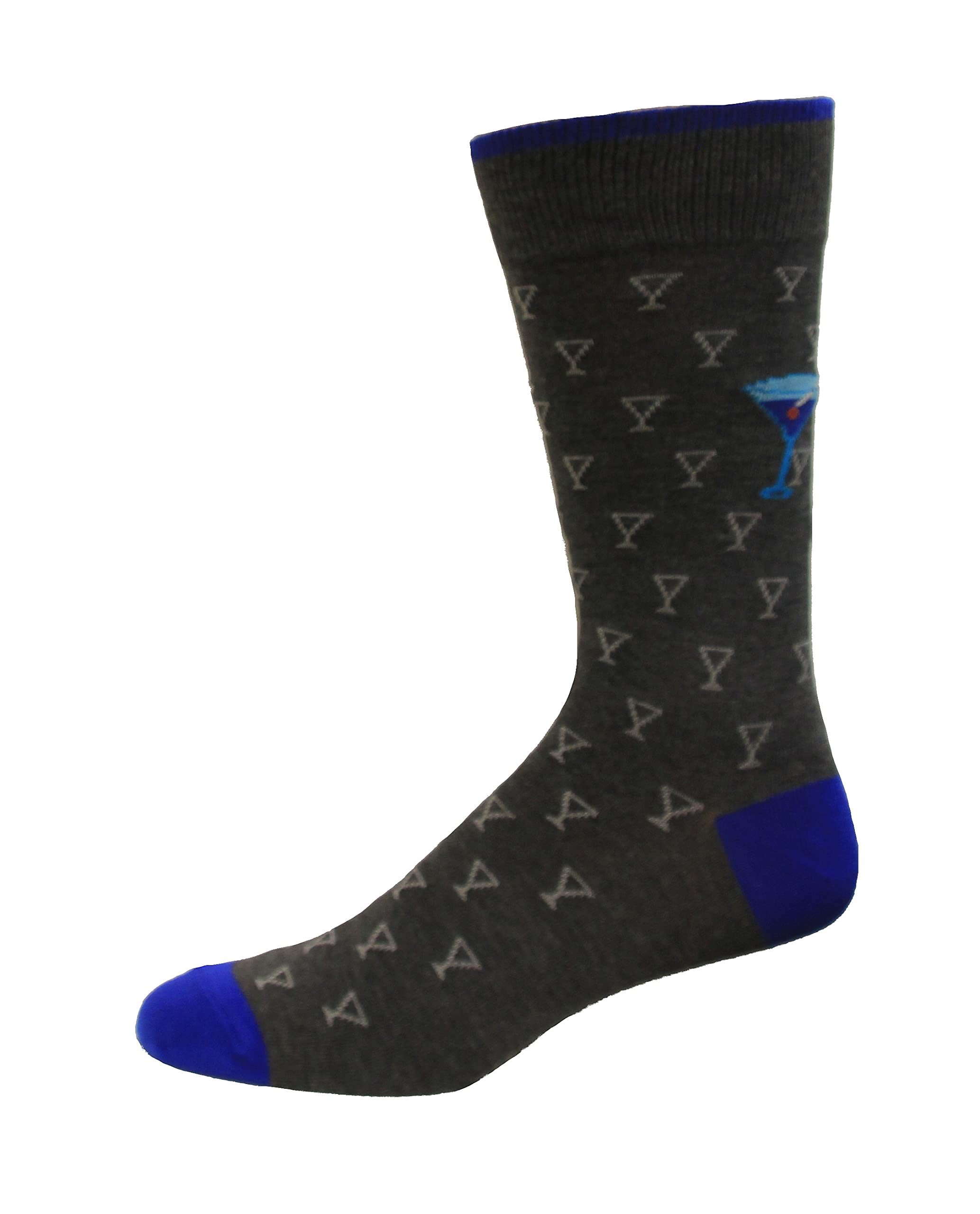 Rockport Men's Martini Glass Crew Socks 1 Pair, Charcoal, Men's US: 8-12 / EU: 41-45